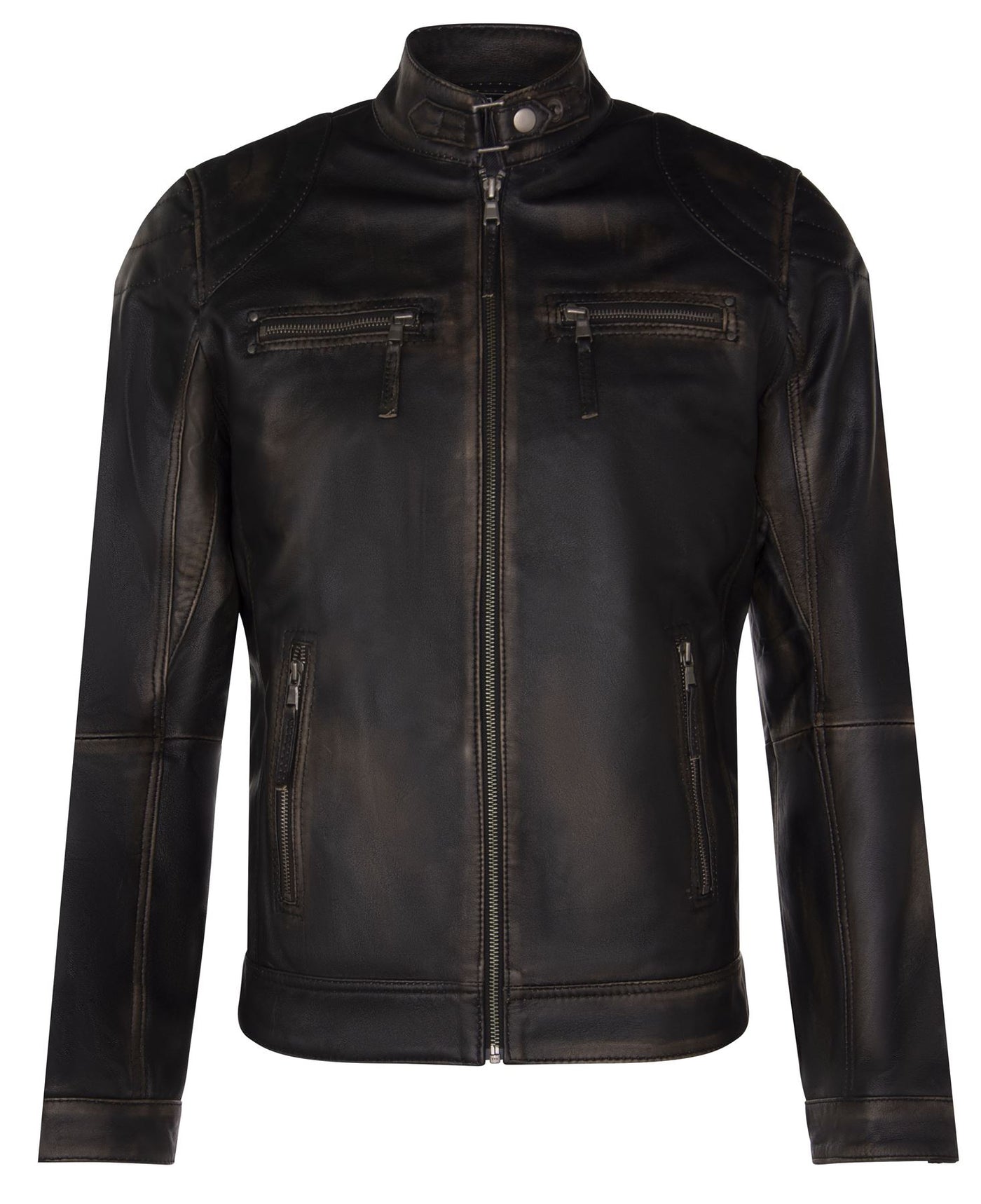 Mens Moto Leather Biker Jacket-Taiwan