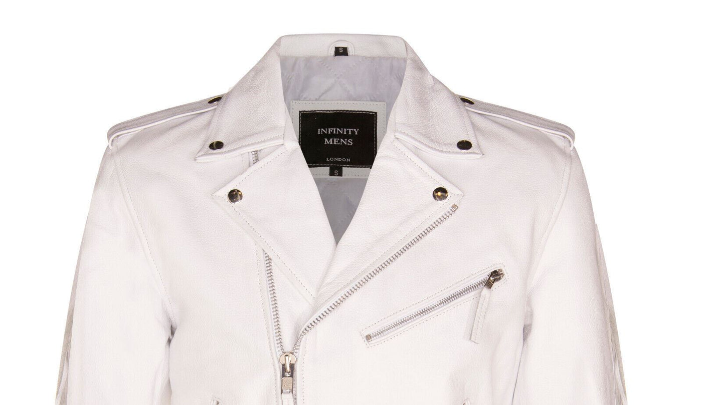 Mens Fringe Hide Leather Biker Jacket- Tokyo