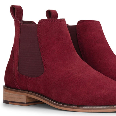 London Brogues Men's Burgundy Suede Leather Chelsea Boots