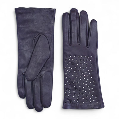 Womens Italian Leather Winter Studded Design Soft Wool Lining Gloves - L-GLV-601