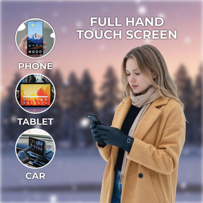 Womens Italian Leather Winter Buckle Soft Wool Lining Gloves - L-GLV-601