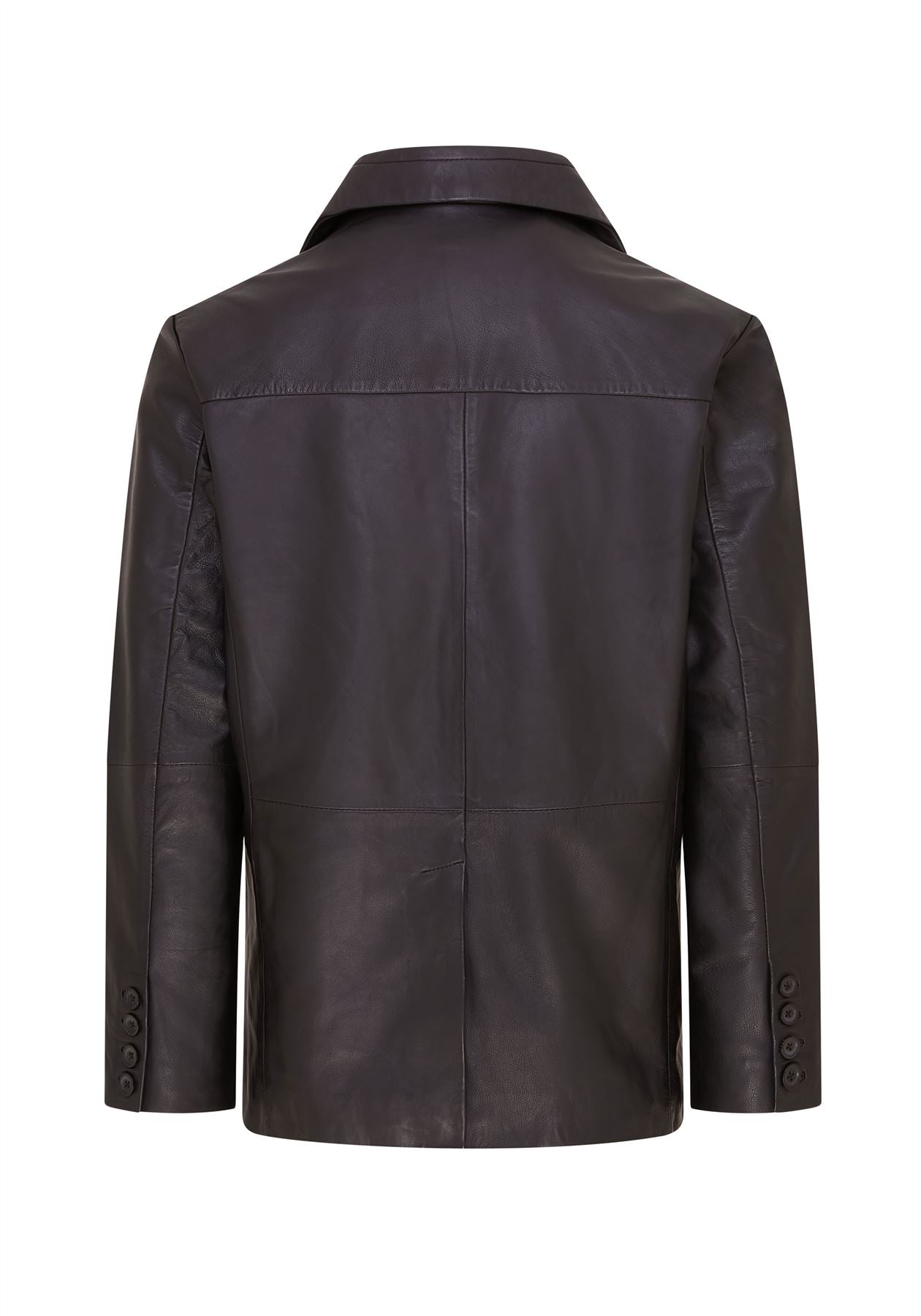 Men’s 2 Button Black Leather Blazer Jacket - Bergen