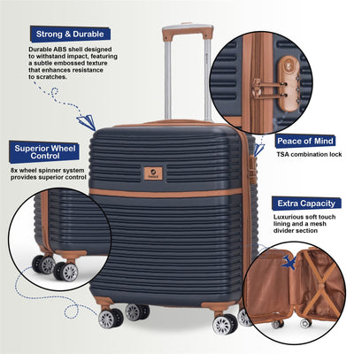 Strong ABS Hardshell Cabin Suitcase 56 x 45 x 25 cm Luggage Suitable for British Airways