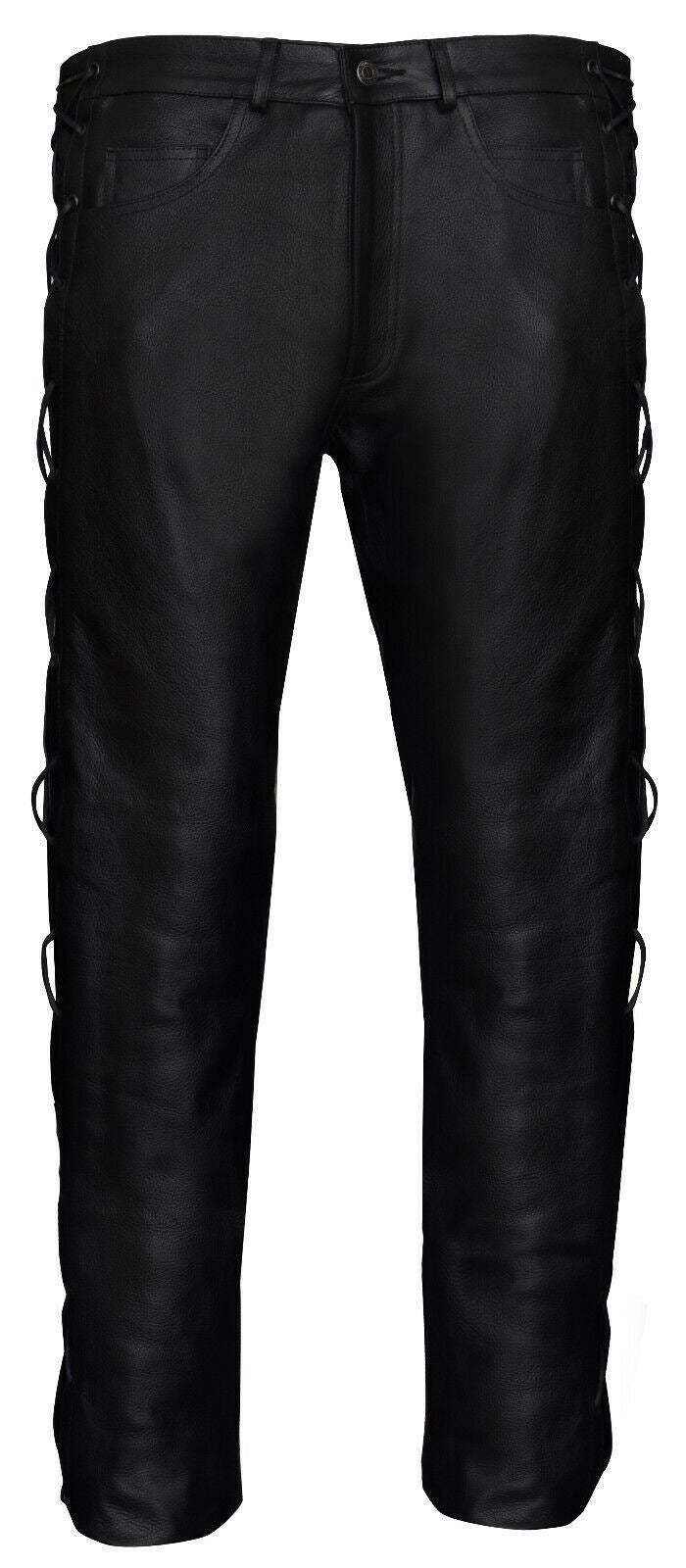 レザージーンズ Mens Laced Leather Biker Jeans-Utah – Infinity Leather