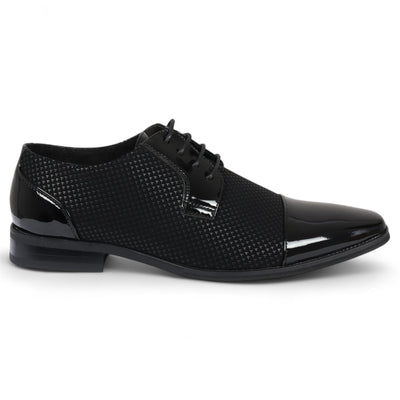 Men's Black Leather Oxford Formal Derby Shoes