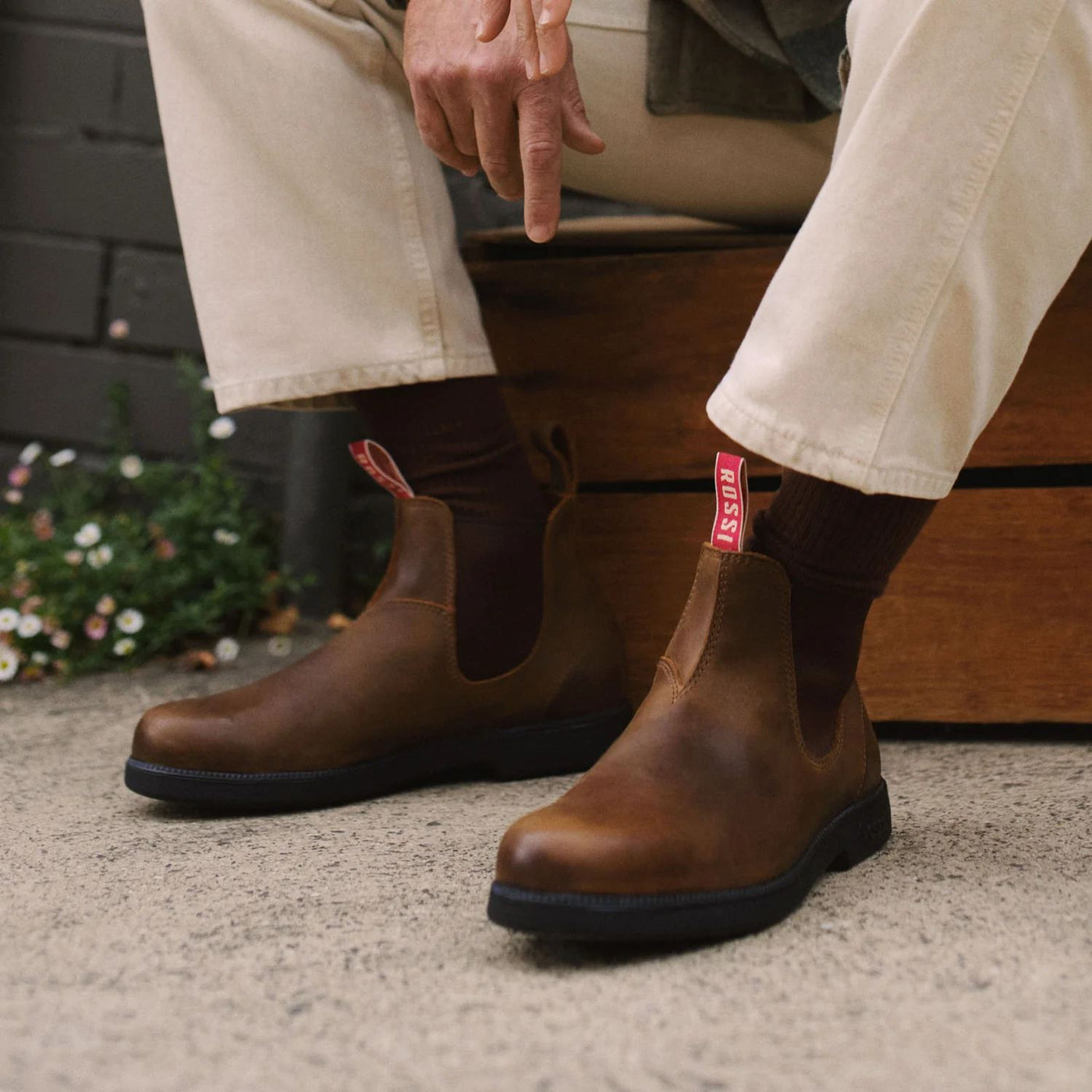 Rossi 607 Booma Tan Leather Chelsea Boots