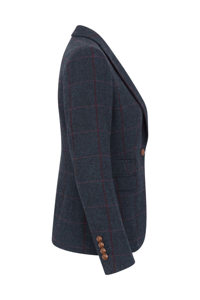 Women's Navy Tweed Tailored Fit Formal Blazer