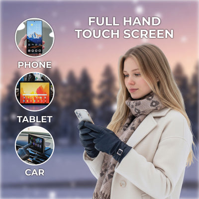 Womens Italian Leather Winter Buckle Soft Wool Lining Gloves - L-GLV-601