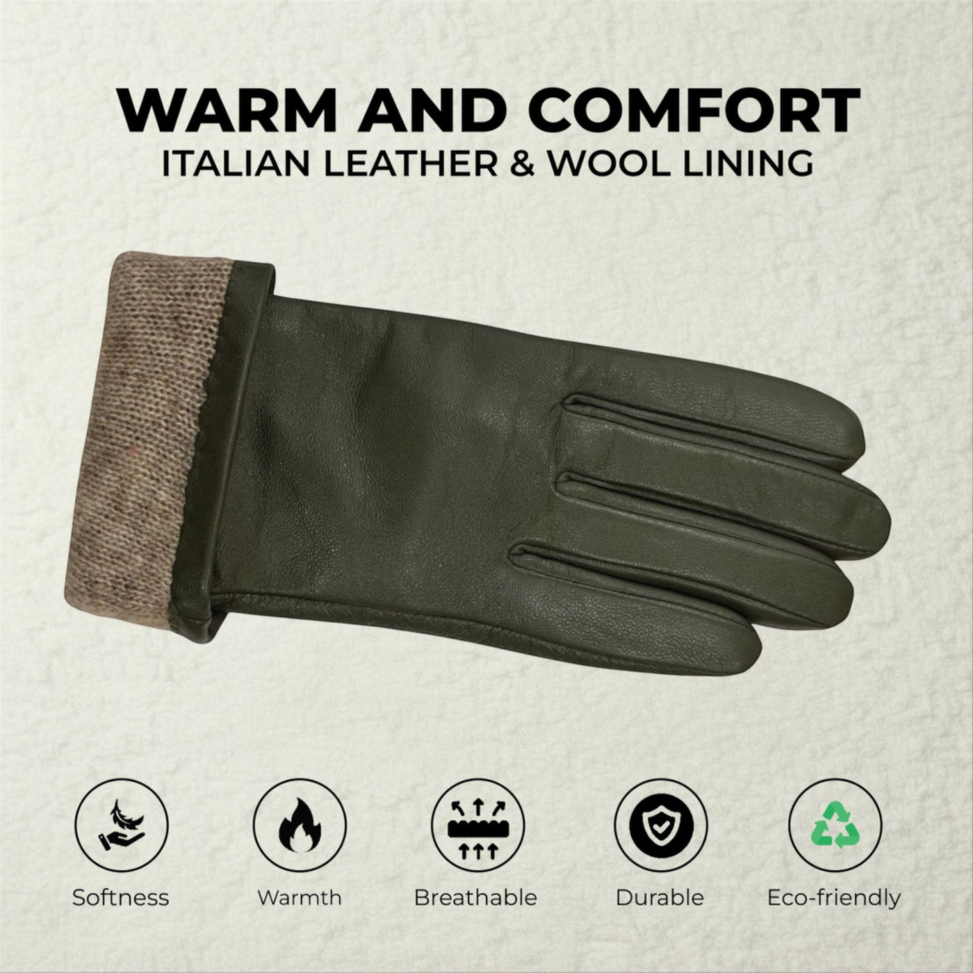 Womens Italian Leather Winter Bow Design Soft Wool Lining Gloves - L-GLV-401