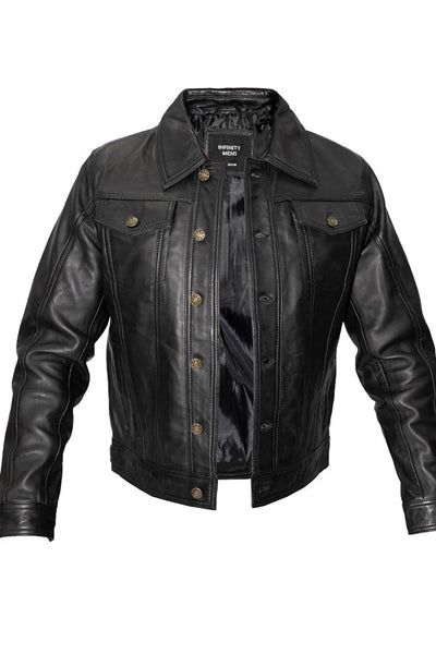 Men’s Retro Leather Trucker Jacket-Constantine