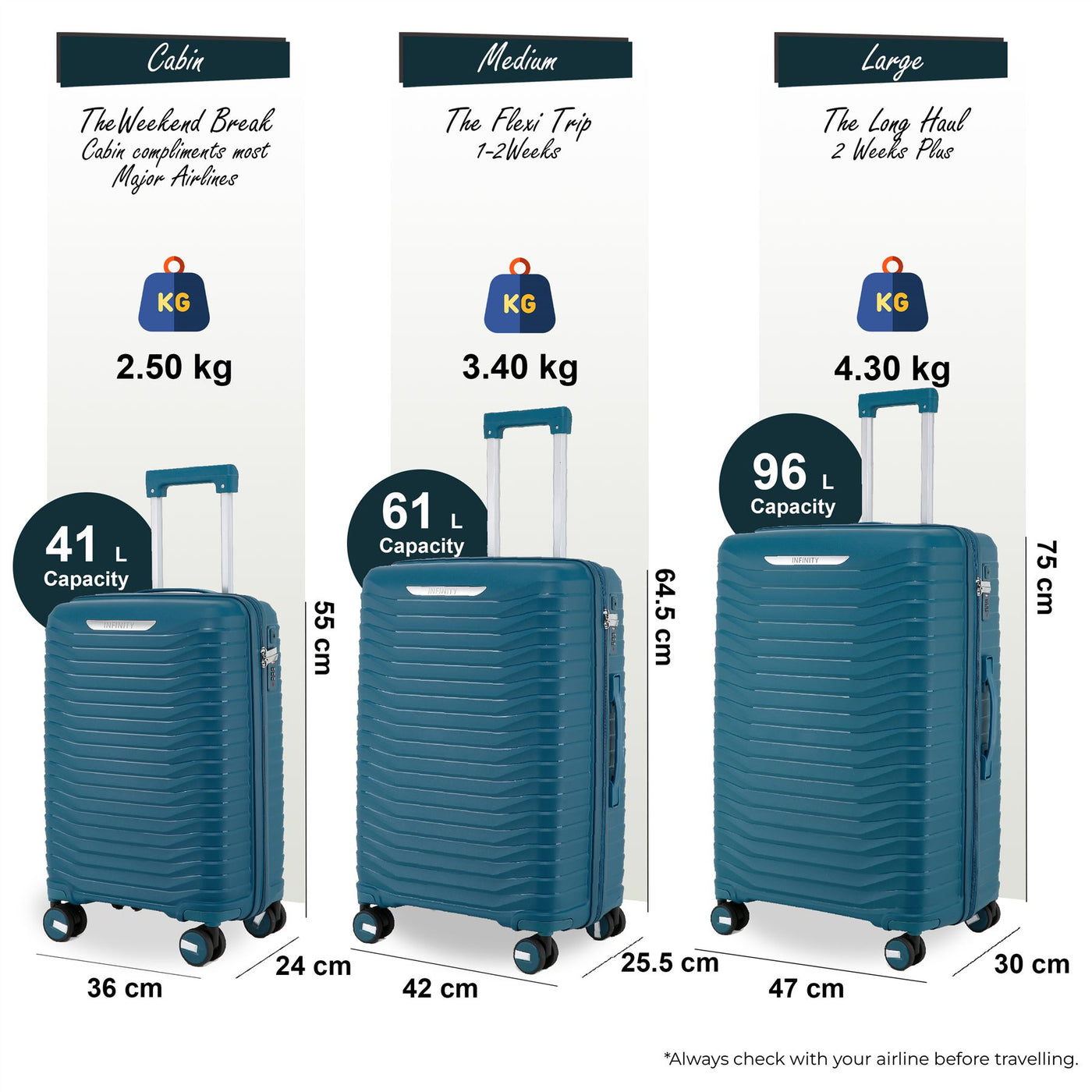 Hard Shell Suitcase Cabin TSA Luggage Travel Set