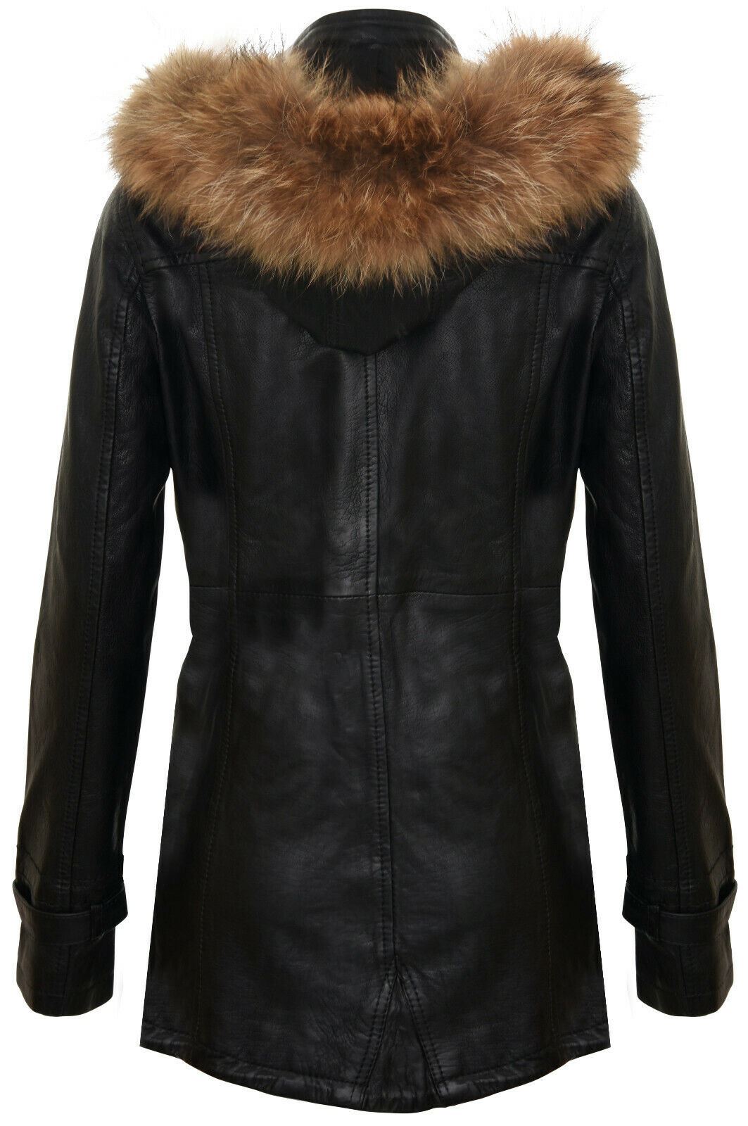 Parka da donna in pelle con cappuccio-Putian