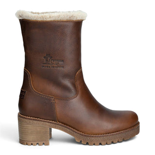Panama Jack Women's Bark Brown Leather Waterproof Warm Heeled Boots - Piola B8