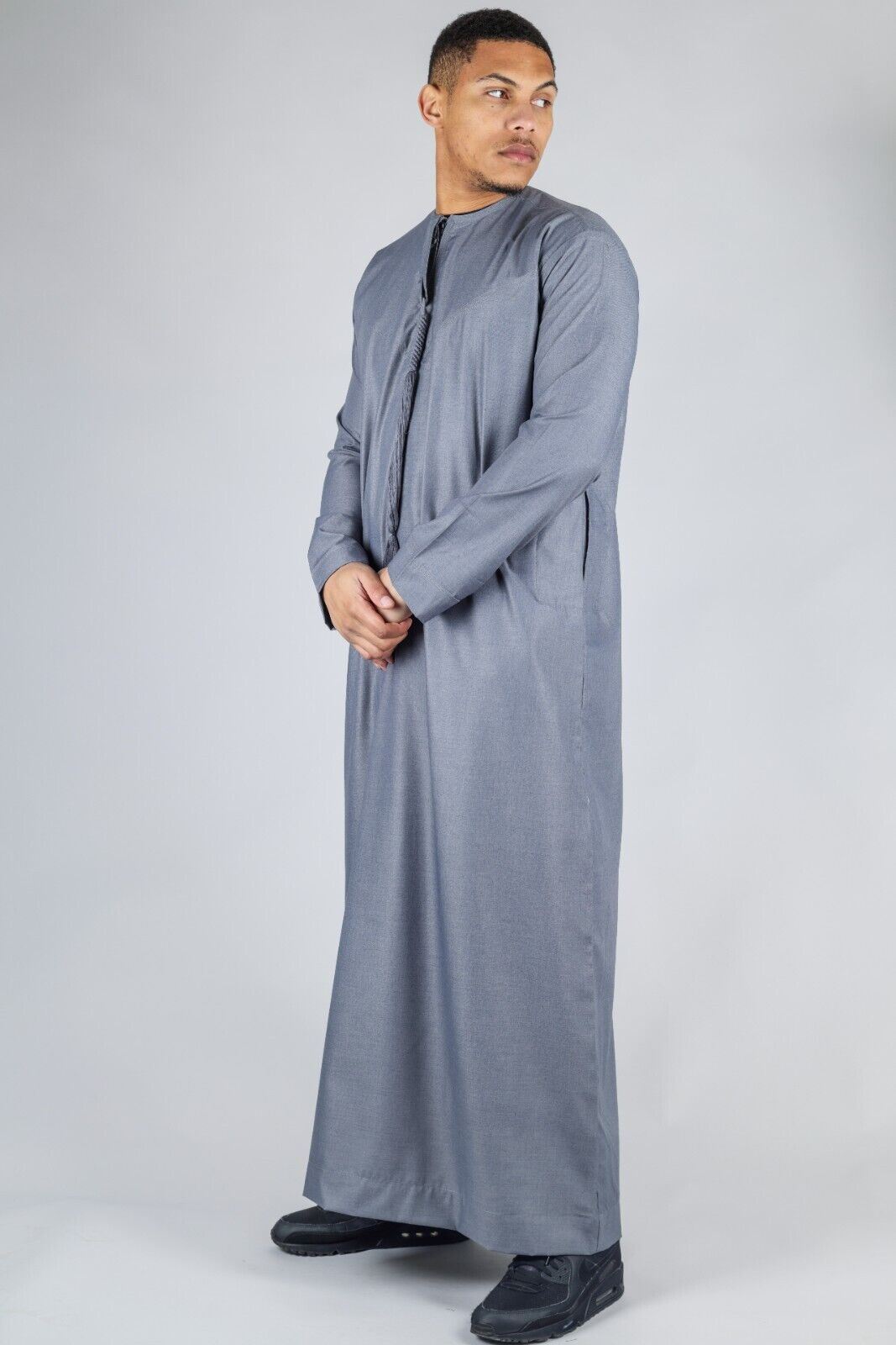 Men's Thobe Emirati Islamic Jubba Robe Eid Tassel Slim Fit