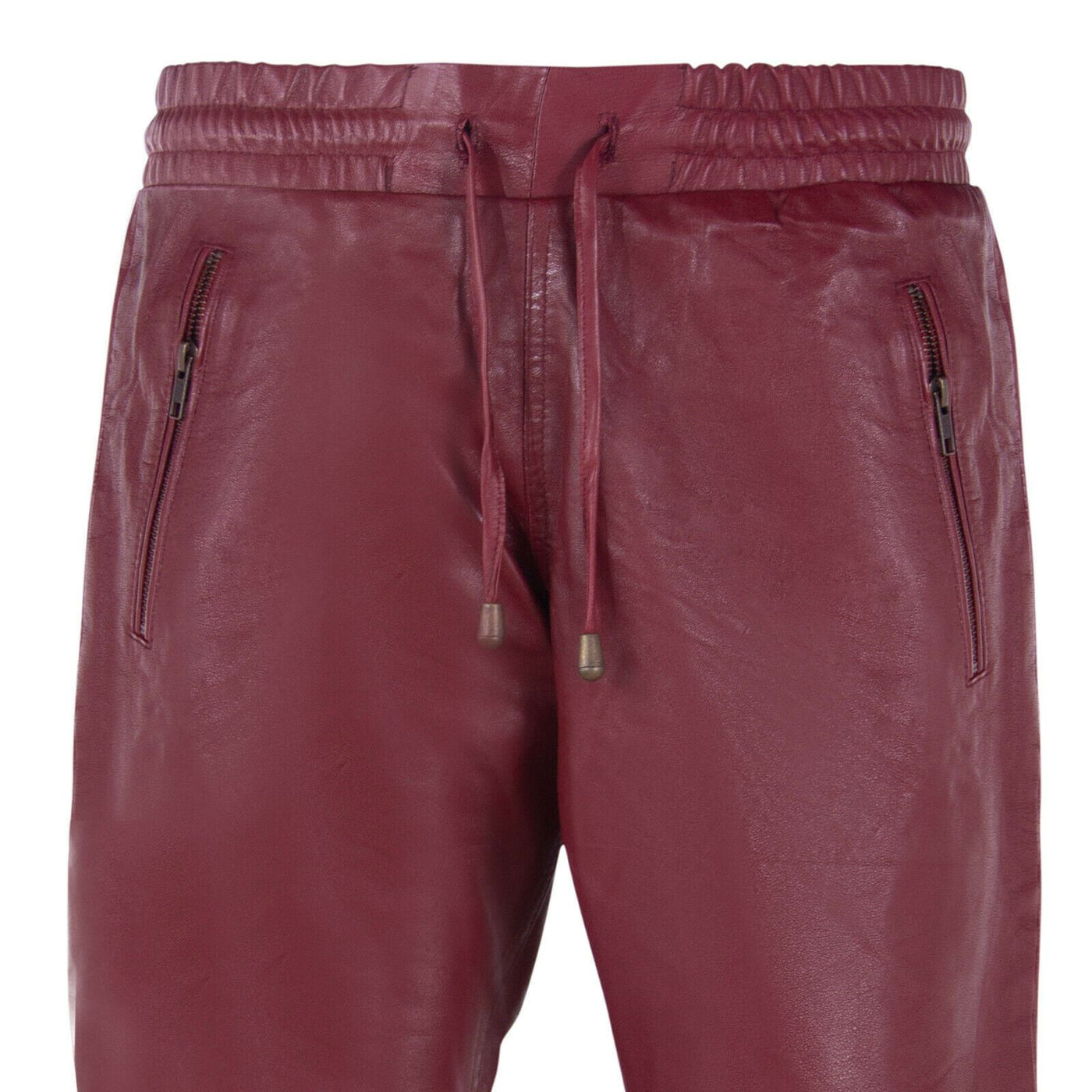 Mens  Leather Jogging Bottoms-Boston