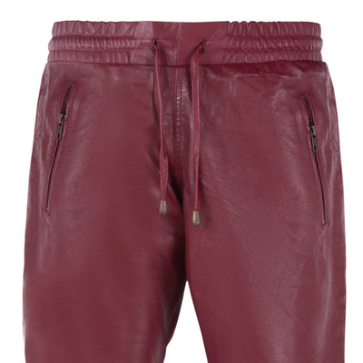 Mens  Leather Jogging Bottoms-Boston