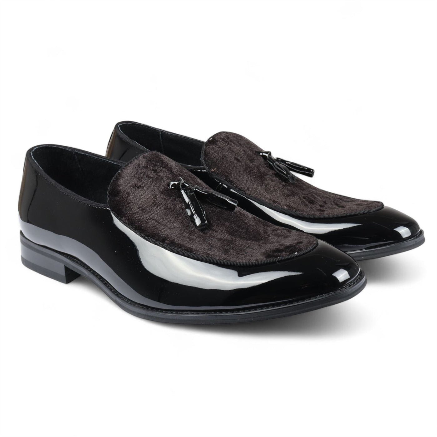 Men's Velvet Tassel Loafers Formal Patent Dress Shoes