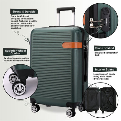 Hard Shell Cabin 36 x 22 x 56 cm ABS Suitcase Suitable for Easyjet, Ryanair, Wizzair