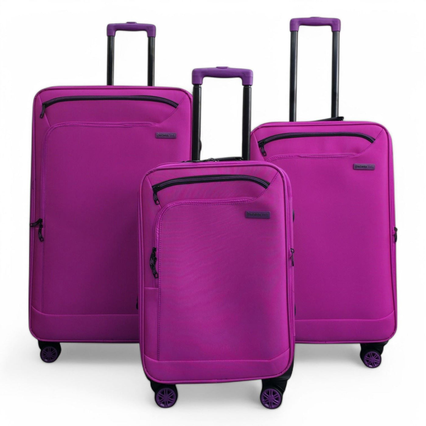 Lightweight Pink Soft Shell 8 Wheels Luggage Travel Cabin Holiday Bags Suitcase Set