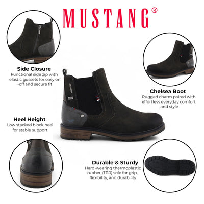 Mustang Men's Dark Grey Water-Resistant Chelsea Ankle Boots