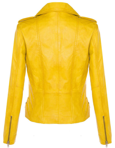 Womens Leather Brando Biker Jacket - Orlando