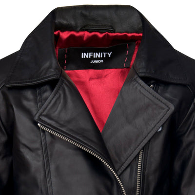 Kids Jackets Designer's Girls 100% Leather Jacket Zip Up Biker Coats (1-13Years)