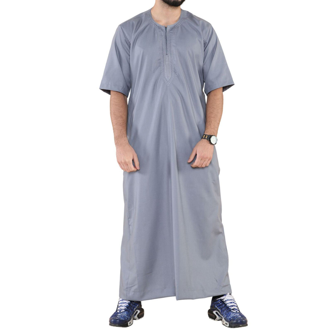 Mens Thobe Jubba Islamic Arab Moroccan Saudi Zipped Kaftan Arab Robe