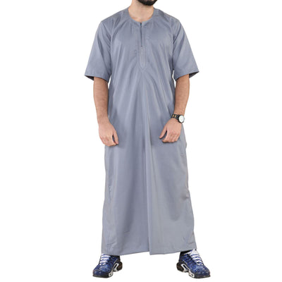 Mens Thobe Jubba Islamic Arab Moroccan Saudi Zipped Kaftan Arab Robe