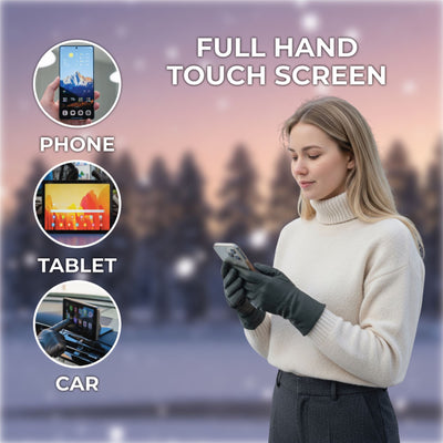 Womens Italian Leather Winter Stitch Line Design Soft Wool Lining Gloves - L-GLV-301