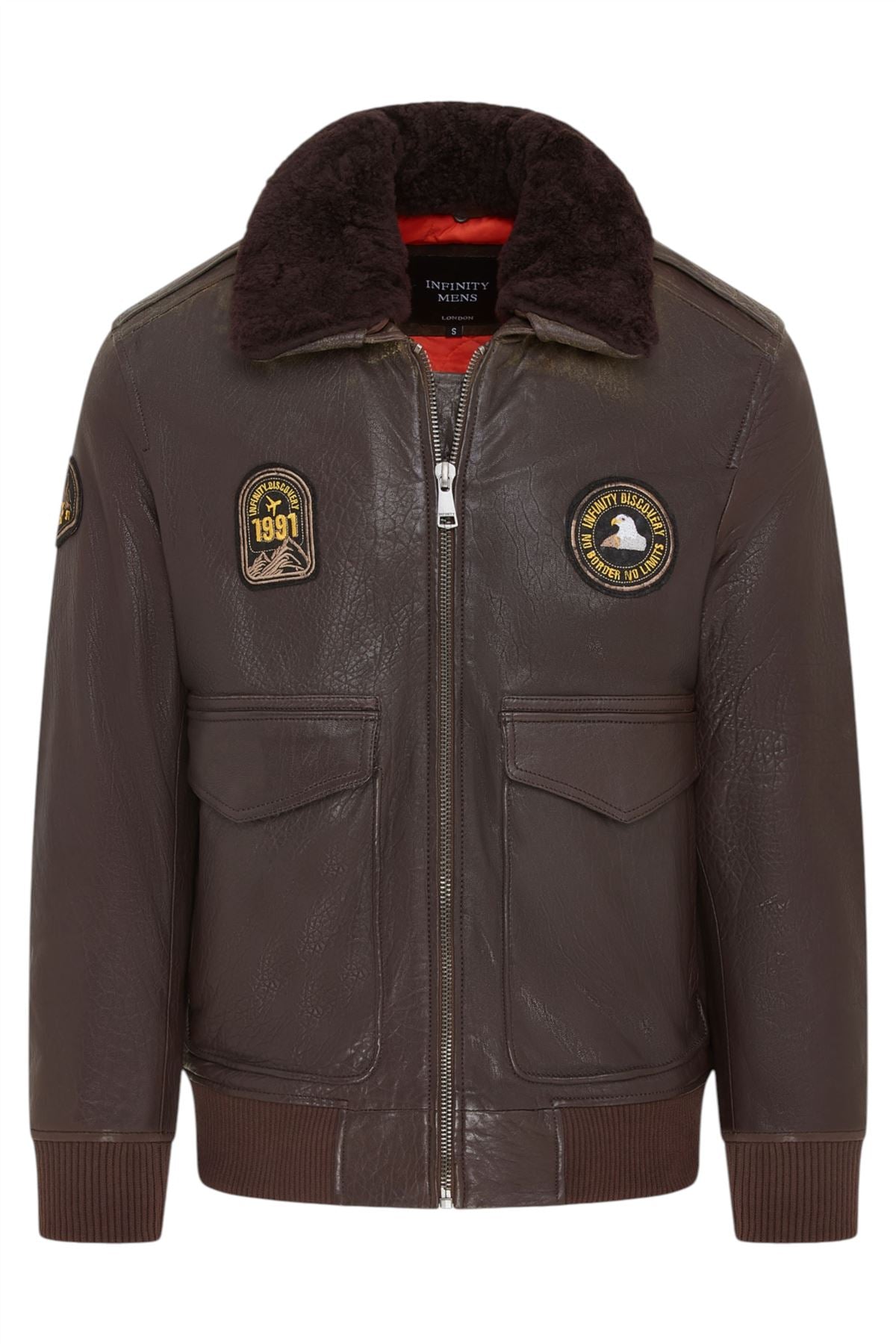 Men's Leather Bomber Sheepskin Collar G-1 Aviator Jacket - Linear