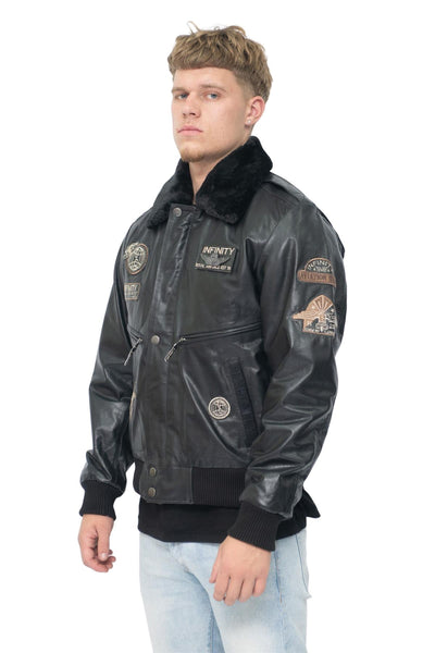 Mens Leather US Air Force Bomber Jacket-Wellington