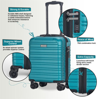 ABS Hardshell Underseat Cabin Suitcase 45 x 30 x 20 cm Luggage Suitable for Wizz Air