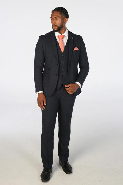 Men's Navy Blue Wool Blend Tweed Formal Blazer