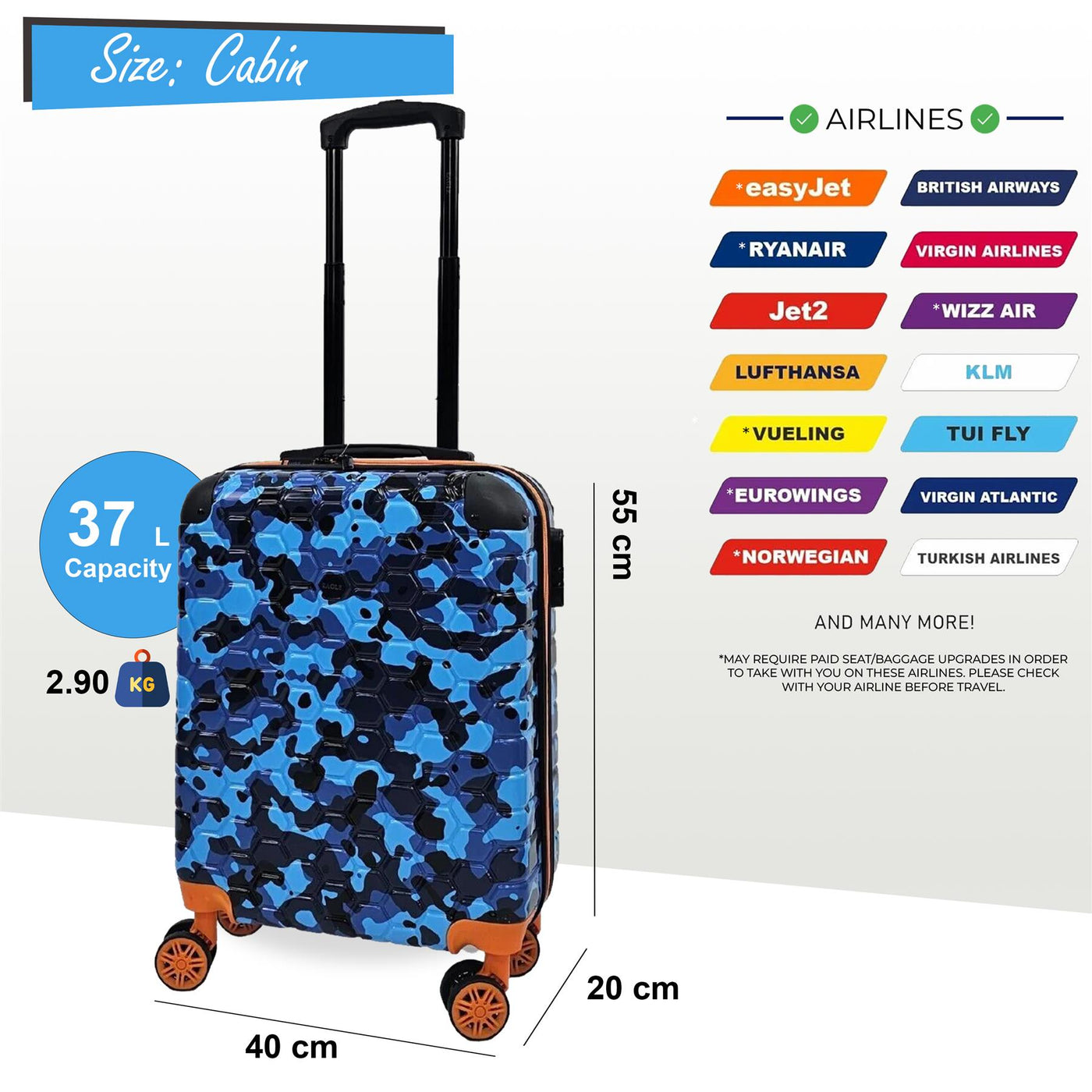 Hardshell Cabin Robust 8 Wheel ABS Luggage Travel Bag