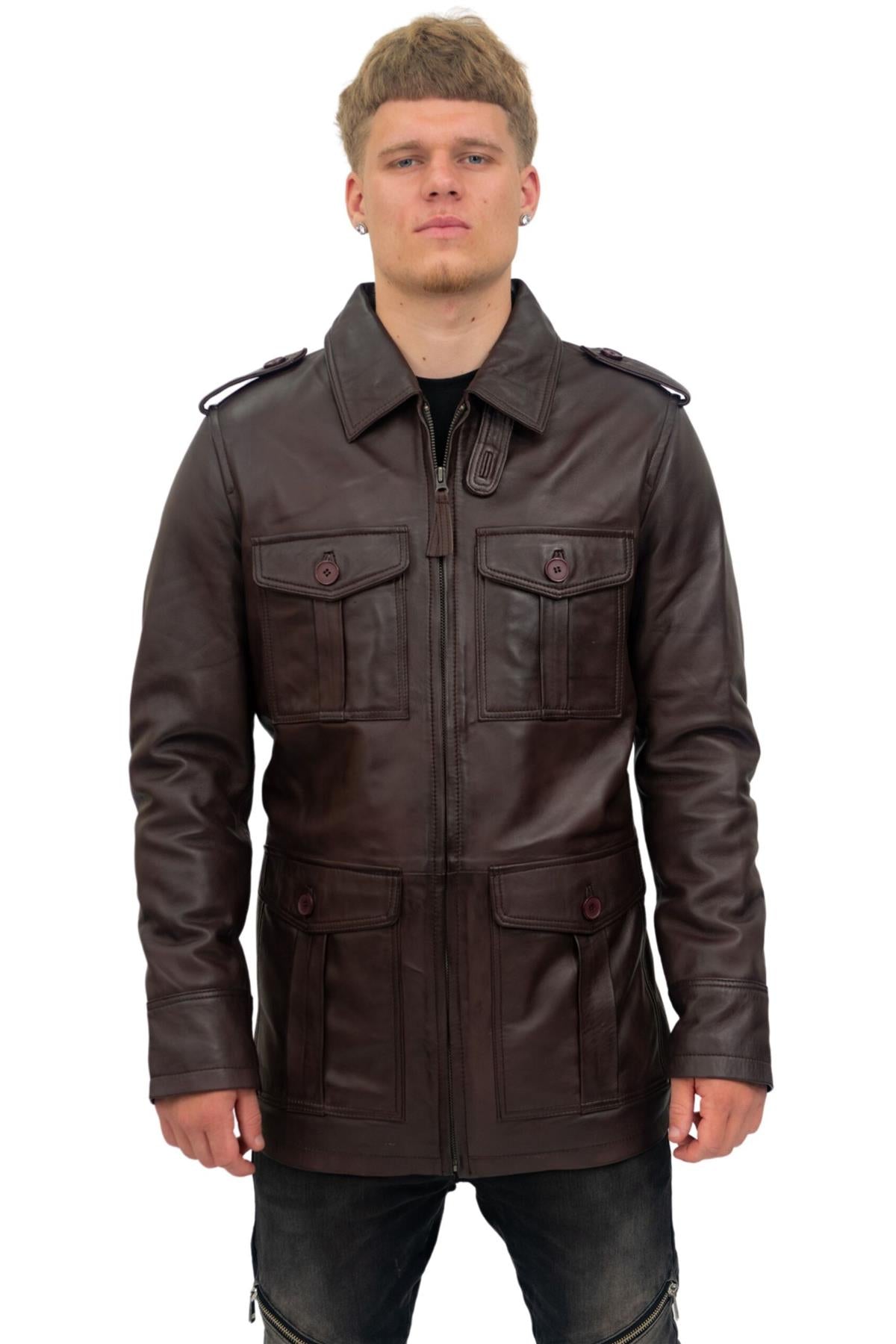 Mens Leather Parka Safari Coat-Mesa Verde