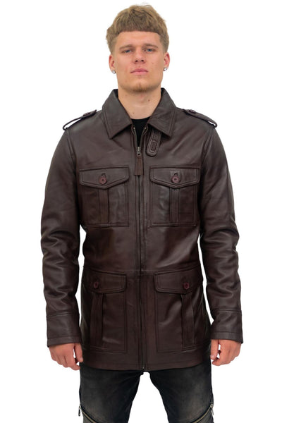 Mens Leather Parka Safari Coat-Mesa Verde
