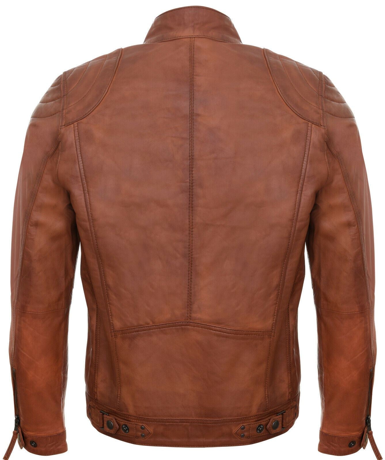 Mens Moto Leather Biker Jacket-Taiwan