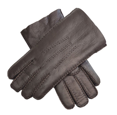 Mens Brown Luxury Sheepskin Leather Gloves