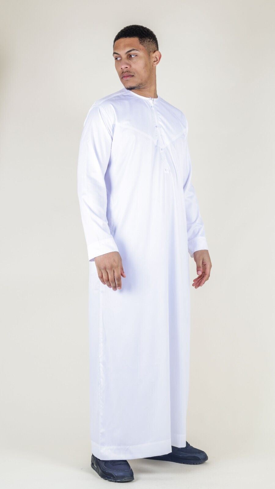 Men's Thobe Robe Satin Emirati Islamic Jubba Eid Regular Fit