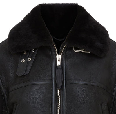 Womens Black Bomber B3 Sheepskin Jacket -Akiak