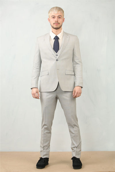 Men's 3 Piece Prince Of Wales Grey Suit Workwear