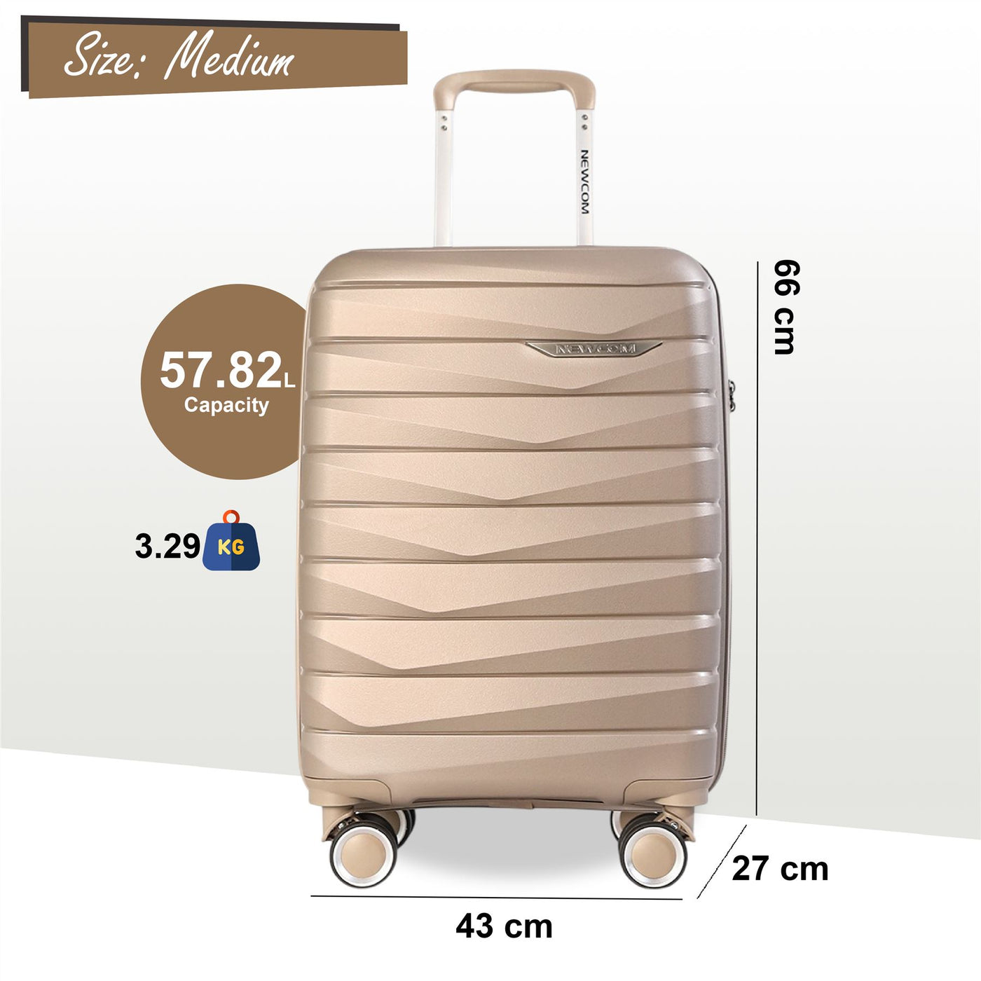 Strong Hard Shell TSA Suitcase Set 8 Wheel Cabin Luggage Holiday Travel Case