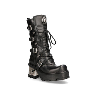 New Rock Women’s Leather Gothic Mid-Calf Boots-373-S33