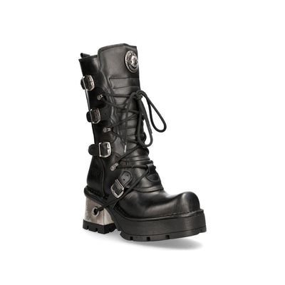 New Rock Women’s Leather Gothic Mid-Calf Boots-373-S33
