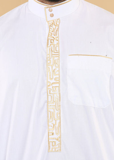 Mens Thobe Jubba Emirati Islamic Arabic Eid Embroidery Kaftan Jubbah Robe