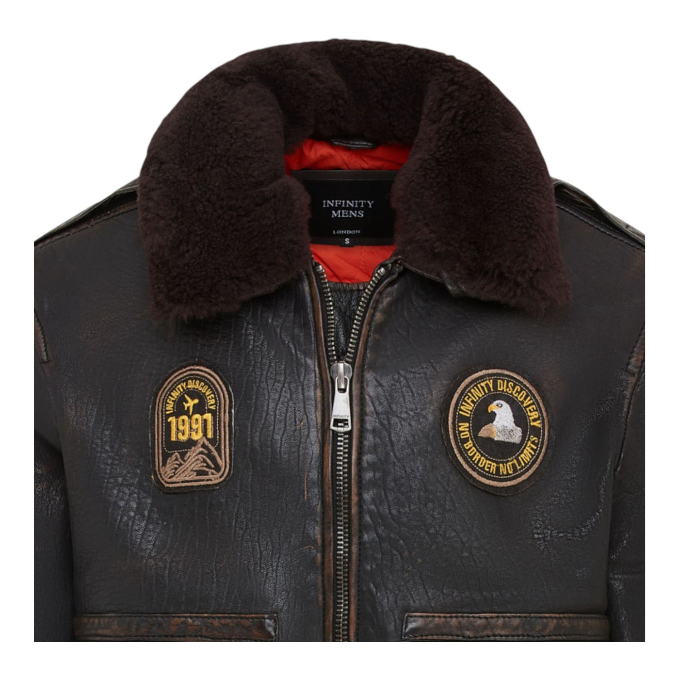 Men's Leather Bomber Sheepskin Collar G-1 Aviator Jacket - Linear