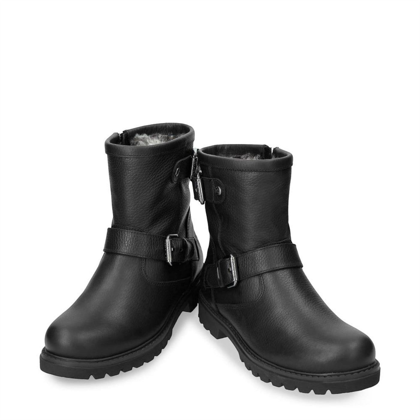 Panama Jack Women's Felina B9 Black Waterproof Leather Buckle Ankle Boots