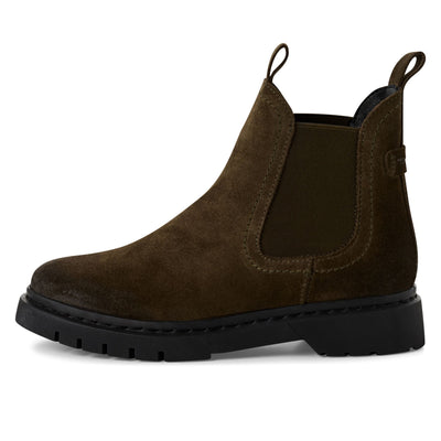 Tamaris Womens Olive Green Suede Leather Classic Chelsea Ankle Boots