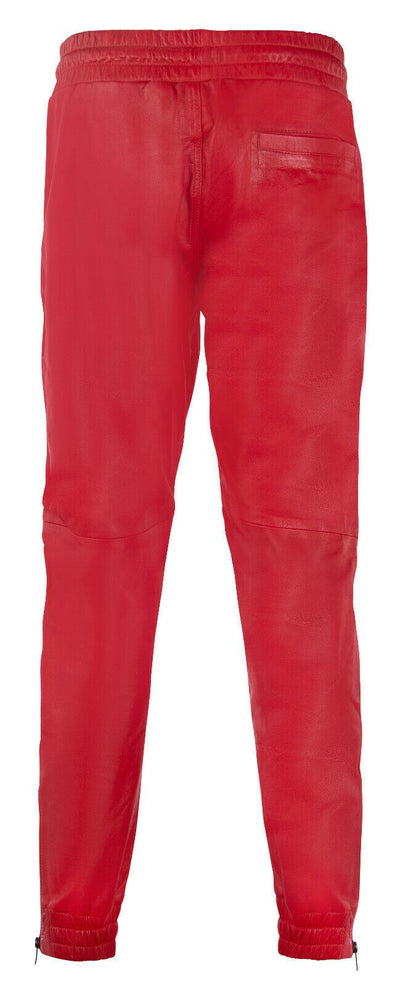 Mens  Leather Jogging Bottoms-Boston