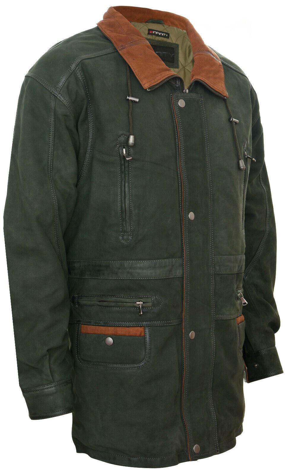 Mens Soft Italian Leather Parka Coat-Winnipeg